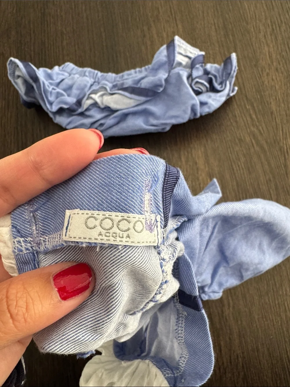 Light Blue Ruffle Diaper Cover Set with Navy Trim